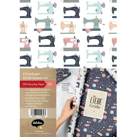 dabelino Geschenkpapier-Set: Nähmaschinen, Stoff, Wolle, Stricken