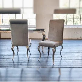 KAWOLA Stuhl LEIA Esszimmerstuhl Barock Velvet grau