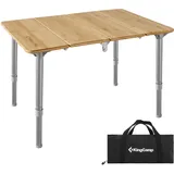 KingCamp Falt Tisch Camping Klapptisch Alu Bambus Holz Stufenlos Verstellbar