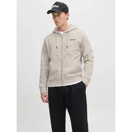 JACK & JONES Herren Hoodie Kapuzenpullover JJESOHO SWEAT ZIP HOOD Relaxed Fit 12278794 Beige XXL
