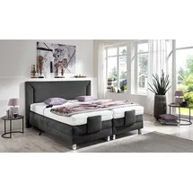 Westfalia Schlafkomfort Boxbett, grau (anthrazit), B:214cm L:214cm, Bezug der Obermatratze: 100% Polyester, abnehmbar und waschbar bis 60C;Box und Kopfteil: Mikrovelours (100% Polyester), WESTFALIA SCHLAFKOMFORT, Komplettbetten, Boxspringbett, mit Motor
