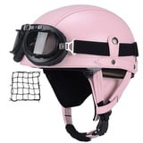 Halbschalenhelm mit ECE, Jethelm Retro, Chopper Helm, Retro Motorrad Helm, Scooter-Helm, Offenem Helm, mit Brille halbhelm Motorrad männer motorradhelm