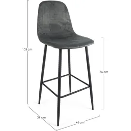 BIZZOTTO Barhocker Irelia 2er-Set aus Samt, modern, gepolstert, Dunkelgrau, Metallgestell, für Dein Zuhause