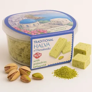 Griechische Halva mit Pistazien 250 g – Traditionelle Süßspeise aus Thessaloniki