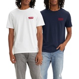 Levis Levi's Herren 2-Pack Crewneck Graphic Tee T-Shirt, Chesthit White / Dress Blues, S