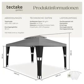 Tectake Rattan Mona 3 x 4 m schwarz/anthrazit