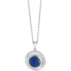 Zeeme Gemstones Halskette Silber 925 rhodiniert 42+3cm glanz/matt mit echtem Lapis 10mm