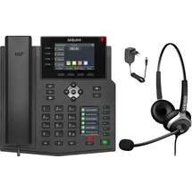 GEQUDIO GX5+ IP-Telefon Set mit Netzteil & Headset - Schwarz