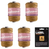 myboshi Makramee-Garn, gezwirnt, 4mm, Made in Germany, Naturgarn, Knüpf-Garn, das Kreativgarn für orientalische -Makramee-Arbeiten Gelb, 4 Kordeln a 50m