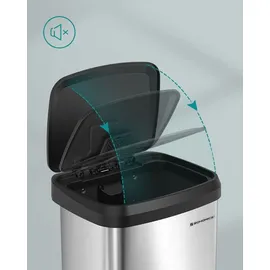 Songmics Mülleimer 50 l Silbern-Schwarz