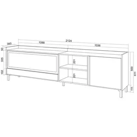 SKRAUT HOME Lowboard 212x61 cm Beige Holzwerkstoff