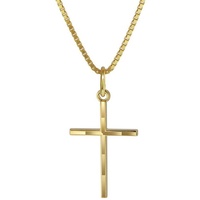 trendor 08492 Kreuz-Anhänger Gold 333 mit goldplattierter Kette, 42 cm