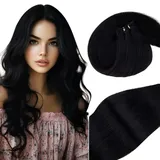 Vivien Tressen Echthaar Extensions Schwarz Echthaar Tressen Extensions Zum Einnahen Remy Extensions Tressen Echthaar Schwarz #1 14 Zoll/60cm 80 Gramm