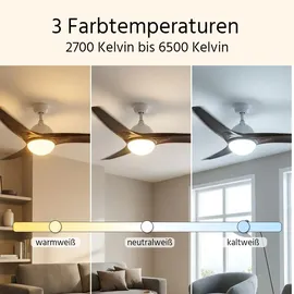 V-Tac Deckenventilator 132 cm Holzventilator Braun