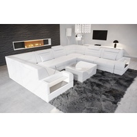 Sofa Dreams Wohnlandschaft Leder Designer Sofa Trivento U Form Ledersofa, Couch wahlweise mit Bettfunktion weiß