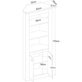 [en.casa] Eckschrank Eura 170x62x30cm Eiche