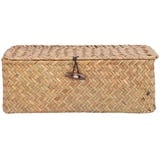 Uadme Korb Geflochten, Rattan Rechteckig Seegras Aufbewahrungskorb Körbe Make-up-Organizer für Badezimmer Wohnzimmer Küche(29.5 * 19.2 * 12.6cm)