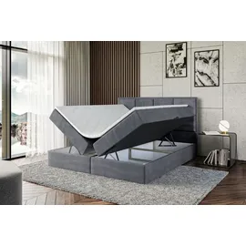 altdecor Boxspringbett mit Matratze und Topper, Polsterbett mit Bettkasten, Bett mit Stauraum H3-Matratze, Doppelbett, Springboxbett - NOVA - Dunkelgrau Samt