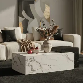 KADIMA DESIGN Couchtisch 120x60x40 cm Schwarz Sofatisch in Marmor-Optik | Gr.: onesize