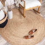 FRAAI Jute Teppich Rund - Fair Natur Ø 220cm - Jute - Flachgewebe - Einfarbig - Boho, Modern - Wohnzimmer, Esszimmer, Schlafzimmer - Carpet