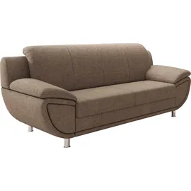 TRENDMANUFAKTUR 3-Sitzer TRENDMANUFAKTUR "Rondo II zeitlos und bequem", braun (tan), B:207cm H:85cm T:94cm, Struktur ( 100% Polyester), Sofas, wahlweise mit komfortablem Federkern, mit extra breiten Armlehnen