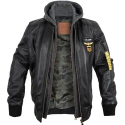 TOP GUN Leder Pilotenjacke Styling schwarz, Größe XXL