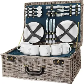 BEM Picknickkorb für 6 Personen 40 teiliges Set Weide 40 x 30 x 20 cm braun