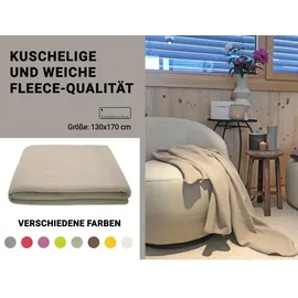 ZOLLNER Kuscheldecke in Sand - weiche Couchdecke in 130x170 cm - mit Kettelrand - Polyester - waschbar bis 95°C – Hotelqualität - Oeko Tex® Zertifiziert