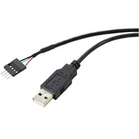 Renkforce USB-Kabel USB 2.0 Pfostenstecker 4pol., USB-A Stecker 0.40 m Schwarz Geflechtschirm