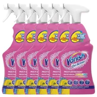 Vanish Oxi Action Pistole, 750 ml, 6 Stück - Fleckenentferner für Textilien vor der Wäsche, Schont Weiß und Farben