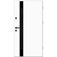 Aluminium-Stahl Nebeneingangstür "SABRINA" BLACKLINE Weiß RAL 9016 beidseitig außen öffnend DIN rechts