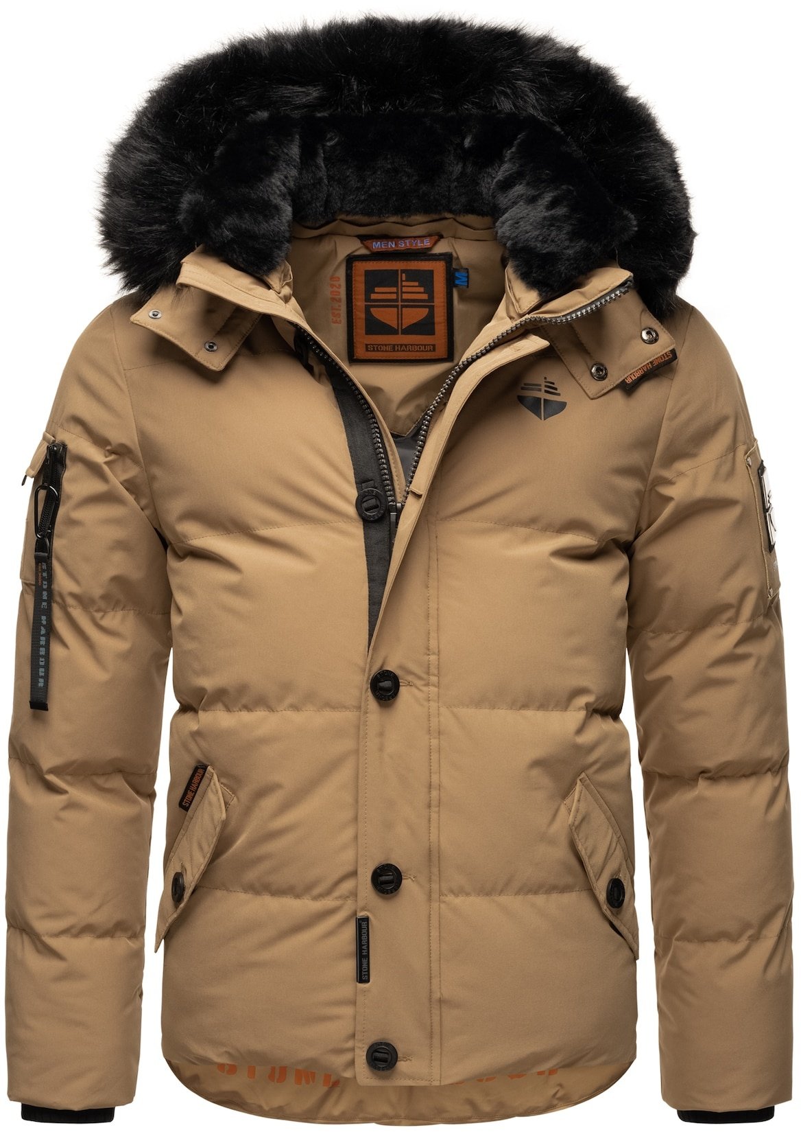 STONE HARBOUR Herren Winterjacke stylischer Winterparka mit abnehmbarer Kapuze Halvaar