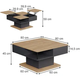 Vicco Movira Anthrazit/Eiche 80 x 45 cm