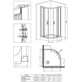 Deante Funkia Halbrund-Duschkabine 80 x 185 cm Transparent KYP 052K