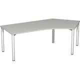 Geramöbel Flex Schreibtisch lichtgrau, silber L-Form, 5-Fuß-Gestell silber 216,6 x 113,0 cm