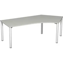 Geramöbel Flex Schreibtisch lichtgrau, silber L-Form, 5-Fuß-Gestell silber 216,6 x 113,0 cm