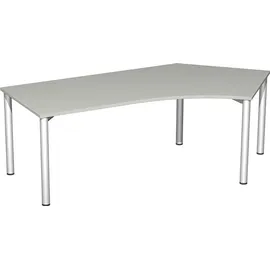 Geramöbel Flex Schreibtisch lichtgrau, silber L-Form, 5-Fuß-Gestell silber 216,6 x 113,0 cm