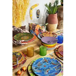 Excelsa 18-Teiliges Geschirrset Aboriginal Porzellan Und Stoare Bunt