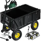 KESSER KESSER® Gartenwagen 700kg belastbar Gartenkarre, inkl. herausnehmbare Plane, Luftreifen Gerätewagen Handwagen vielseitig einsetzbar inkl. Handschuhe