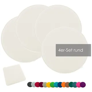 heimtexland ® 4er Pack Sitzkissen Filz Stuhlkissen Bodenkissen Polster Stuhlauflage Indoor Outdoor Kissen rund Typ631 Filzkissen wollweiß 35x35 cm 4 Stück