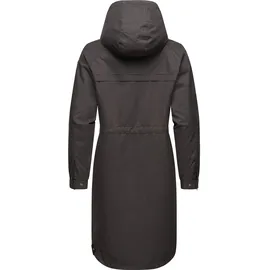 Ragwear Damen, Wasserdichte Übergangsjacke leichte Jacke lang mit Kapuze Belinka Dark Grey Melange24 Gr. S - S