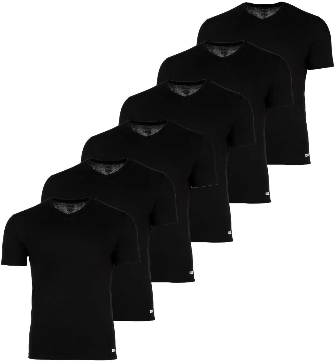 DIESEL Herren T-Shirt, 6er Pack - MICHAEL, Unterhemd, V-Neck, kurzarm, Baumwolle Schwarz L