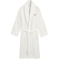 GANT Unisex Bademantel - ARCHIVE SHIELD TERRY ROBE, Schalkragen, Frottee, Bio-Baumwolle Weiß 2XL