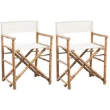 vidaXL Klappbarer Regiestuhl Gartenstuhl-Set 58 x 48 x 89 cm weiß/braun 2 St.