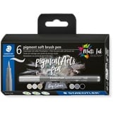 Staedtler Pigment soft brush pen 6er Set grau