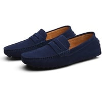 Penny Loafer Für Herren, Flache Schuhe Aus Wildleder, Modische Herrenschuhe, Slip on Boat Deck, Lässige Mokassin-Hausschuhe Für Unisex-Erwachsene Und Jugendliche (Navy,49) - 49 EU