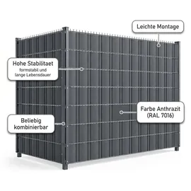 MuCoLa Sichtschutzstreifen 260 x 19 cm Grau PVC 10 St.
