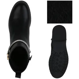 VAN HILL Damen Klassische Stiefeletten Zierperlen Schuhe 840507 213000 Schwarz PU, 39 - 39