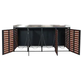 Mendler Mülltonnenverkleidung HWC-K14 124 x 265 cm braun