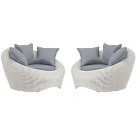 vente-unique Gartensessel 2er-Set Loungemöbel Elfenbeinweiß